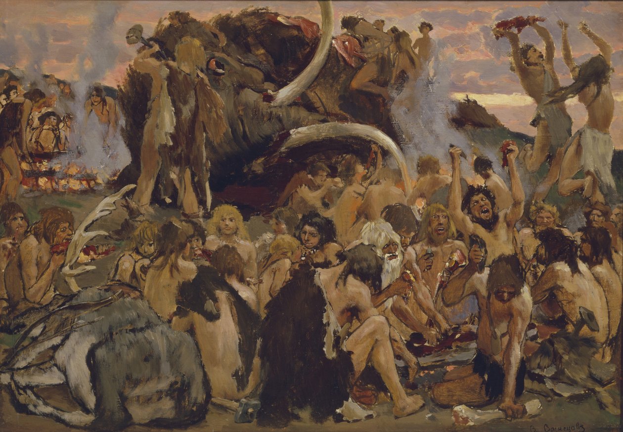 Idade da pedra. Uma festa, 1883 de Viktor Mikhaylovich Vasnetsov