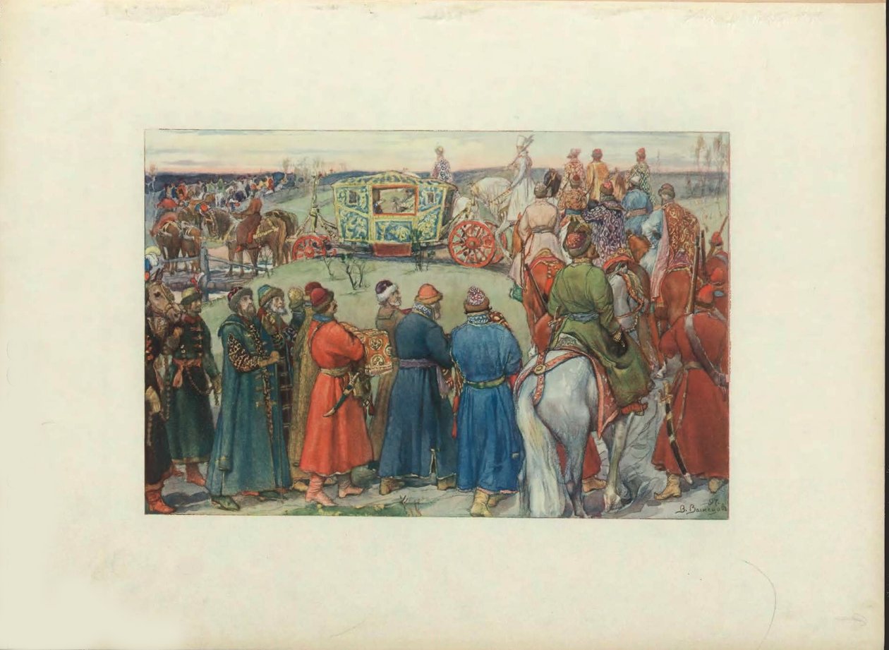 Czar Alexei Mikhailovich cavalga à caça, 1896 de Viktor Mikhaylovich Vasnetsov