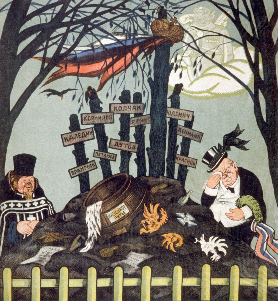 O túmulo dos contra-revolucionários: Wrangel, Dutov, Kolchak, c.1920-1921 (cartaz) de Viktor Nikolaevich Deni