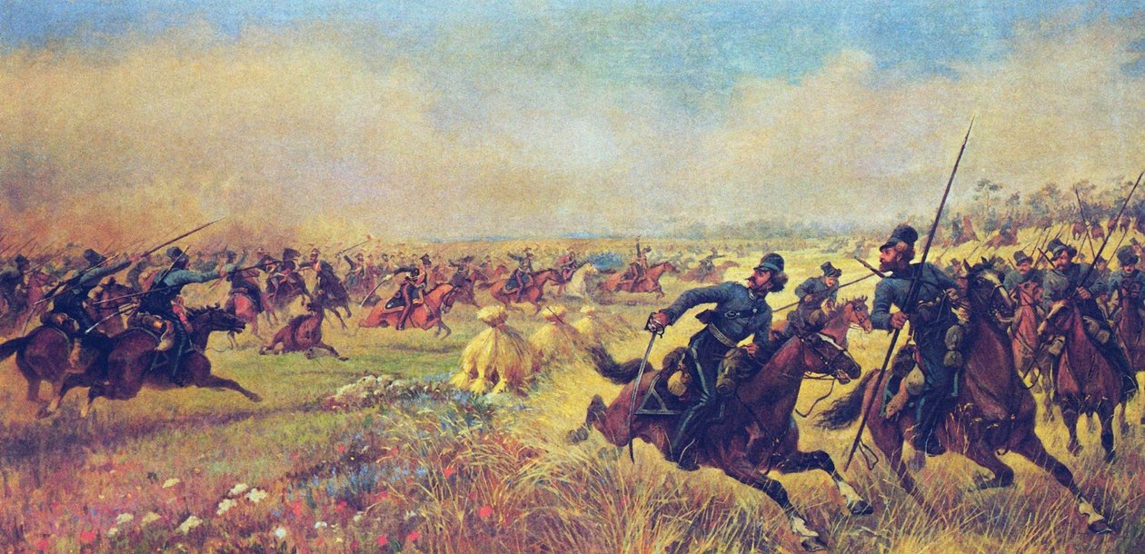 A Batalha de Mir, em 9 de julho de 1812, 1912 de Viktor Viketyevich Masurovsky