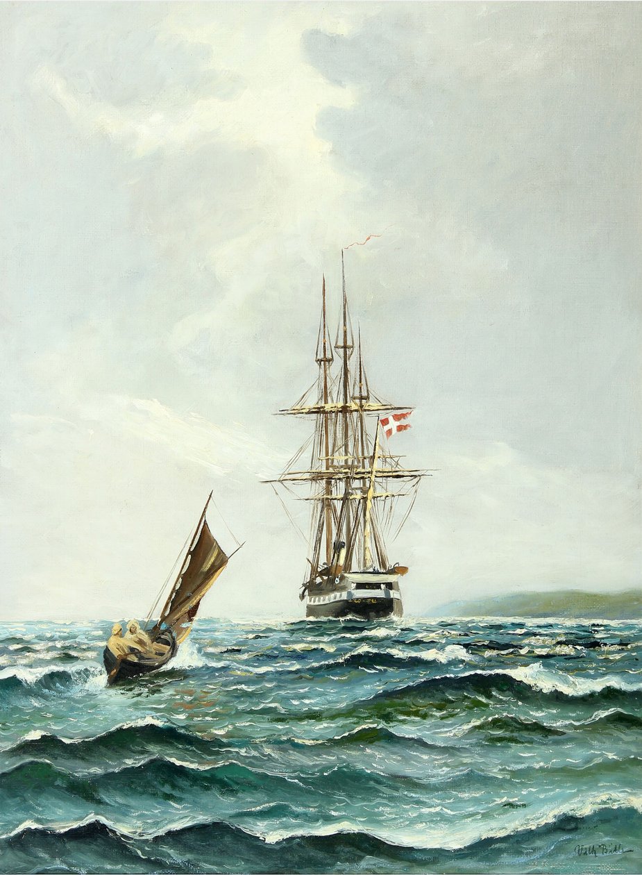 Seascape com fragata Jutland de Vilhelm Bille