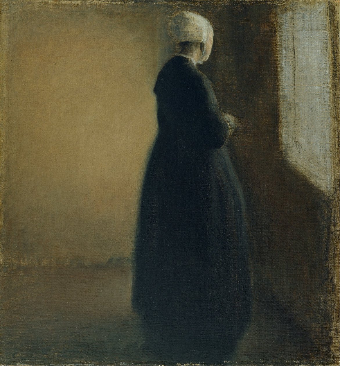 Um, mulher velha, ficar, por, um, janela de Vilhelm Hammershøi