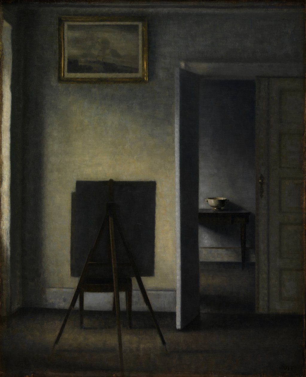 Interior com o cavalete de artistas de Vilhelm Hammershøi