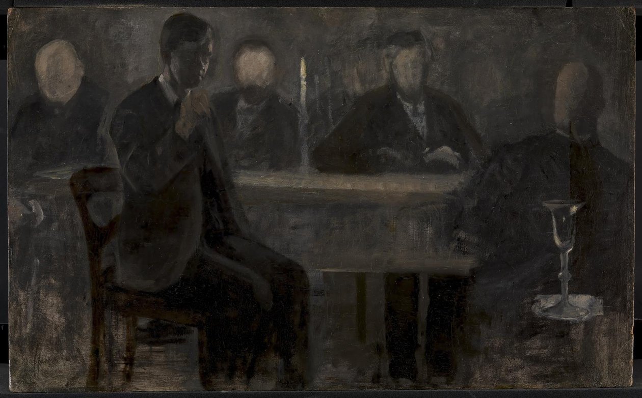Cinco Retratos. Estudo para pintura na Thielska Galleriet, Estocolmo de Vilhelm Hammershøi