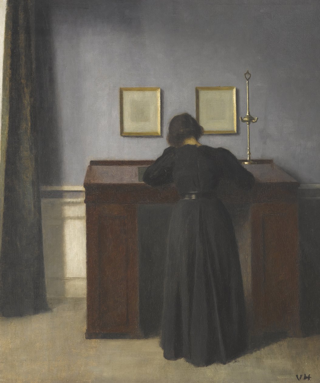 Ida em pé em uma mesa de Vilhelm Hammershøi