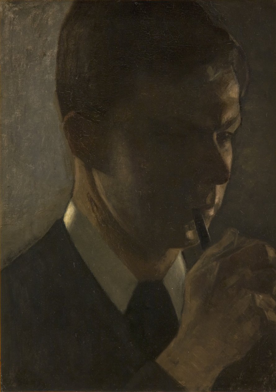 Retrato de Svend Hammershøi, o irmão do artista de Vilhelm Hammershøi