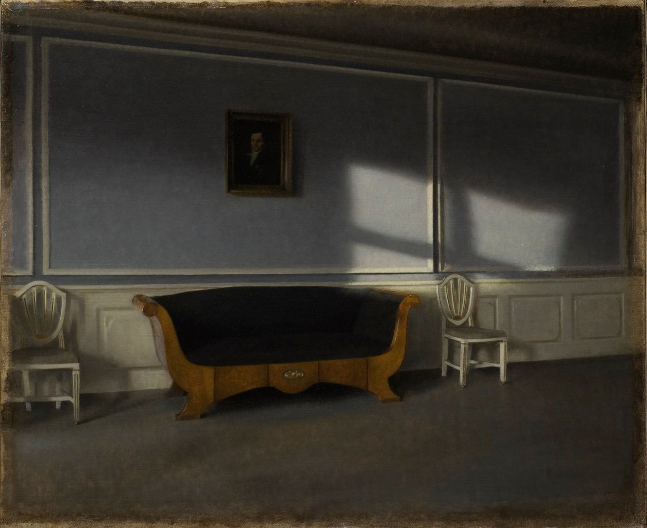 Luz do sol na sala de estar III, 1905. de Vilhelm Hammershøi