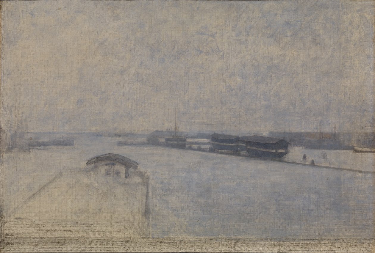O porto de Copenhague visto de Kvæsthusgade de Vilhelm Hammershøi