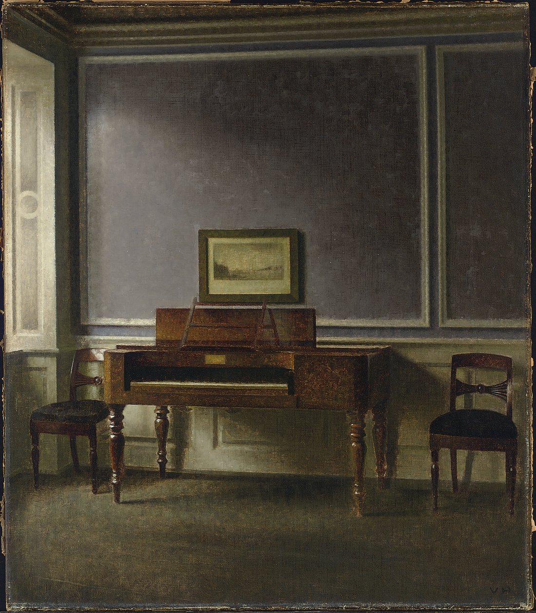 O velho piano. Strandgade 30 (O Piano Antigo. Strandgade 30) de Vilhelm Hammershoi