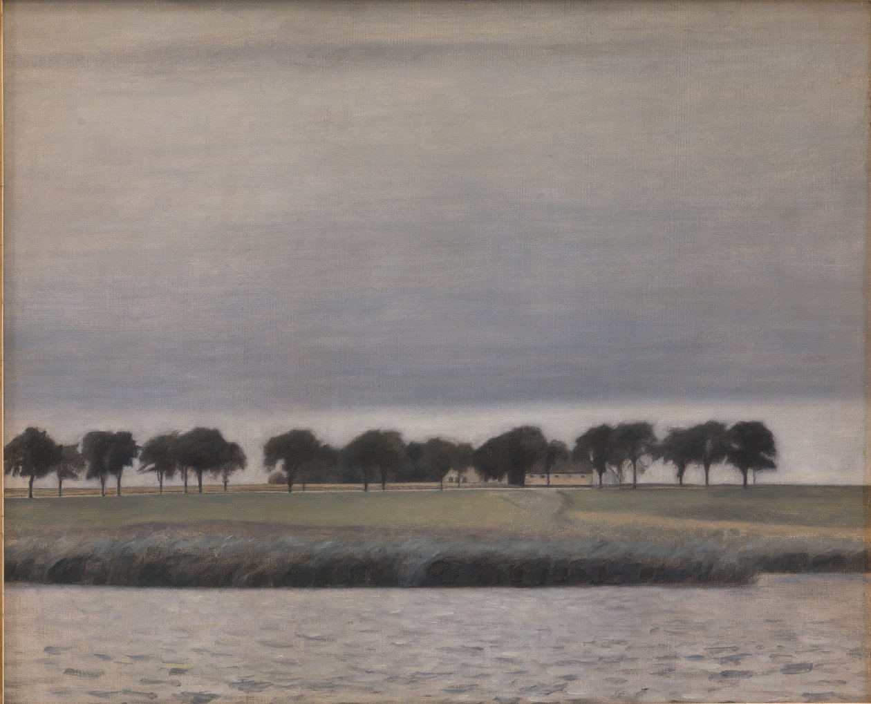 Estudo preliminar para "Chuva Solar. Lago Gentofte" de Vilhelm Hammershøi