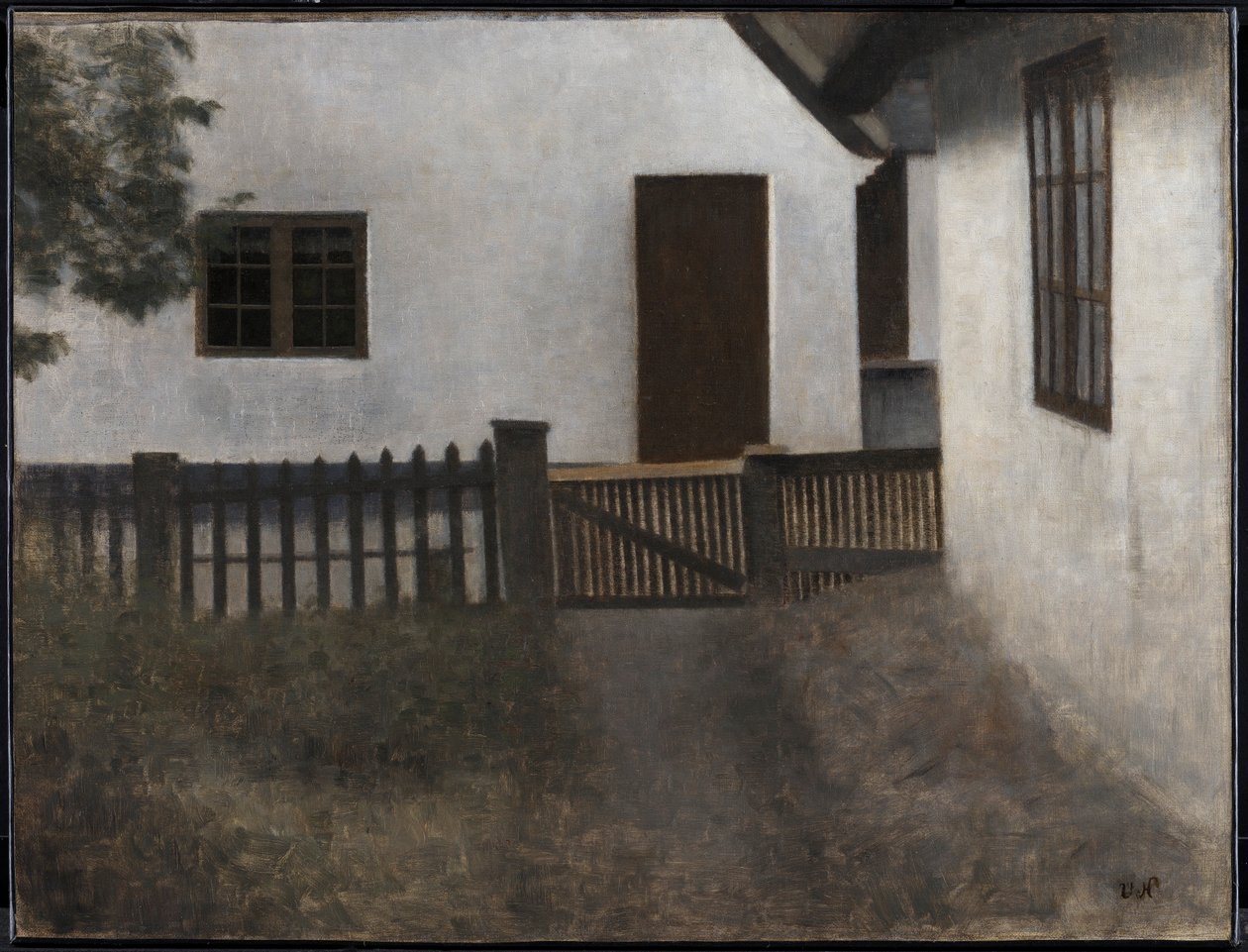 Frentes de casas. Frederiksværk. Verão. de Vilhelm Hammershøi