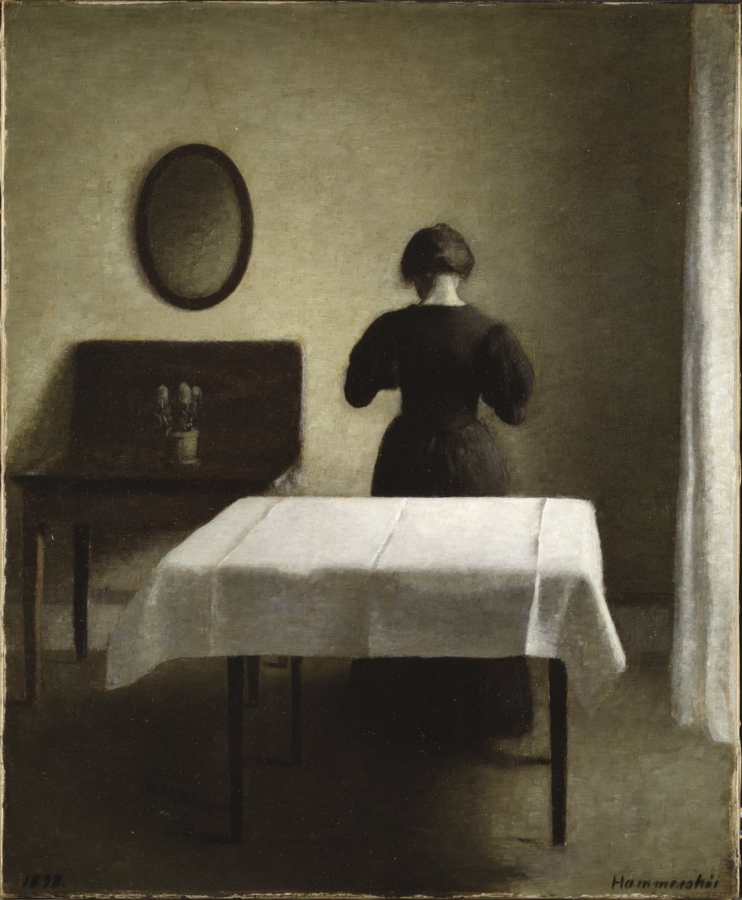 Interieur - Interior, de Hammershoi, Vilhelm (1864-1916). Óleo sobre tela de Vilhelm Hammershoi