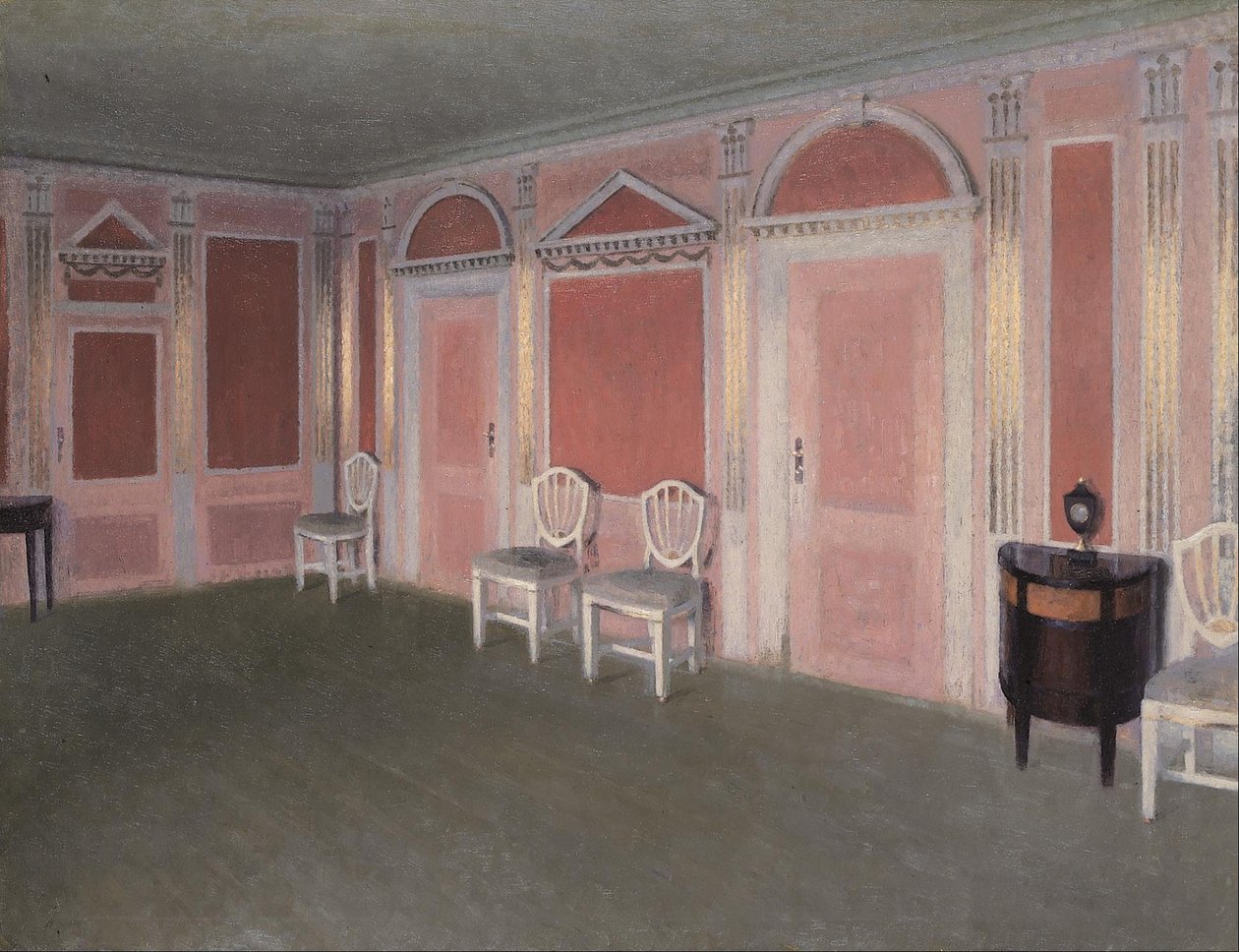 Interior em estilo Luís XVI. Da casa do artista. Rahbeks Allé de Vilhelm Hammershøi