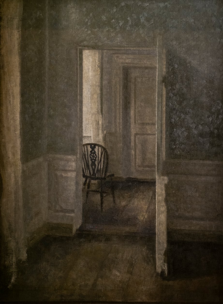 Interior com cadeira Windsor de Vilhelm Hammershoi