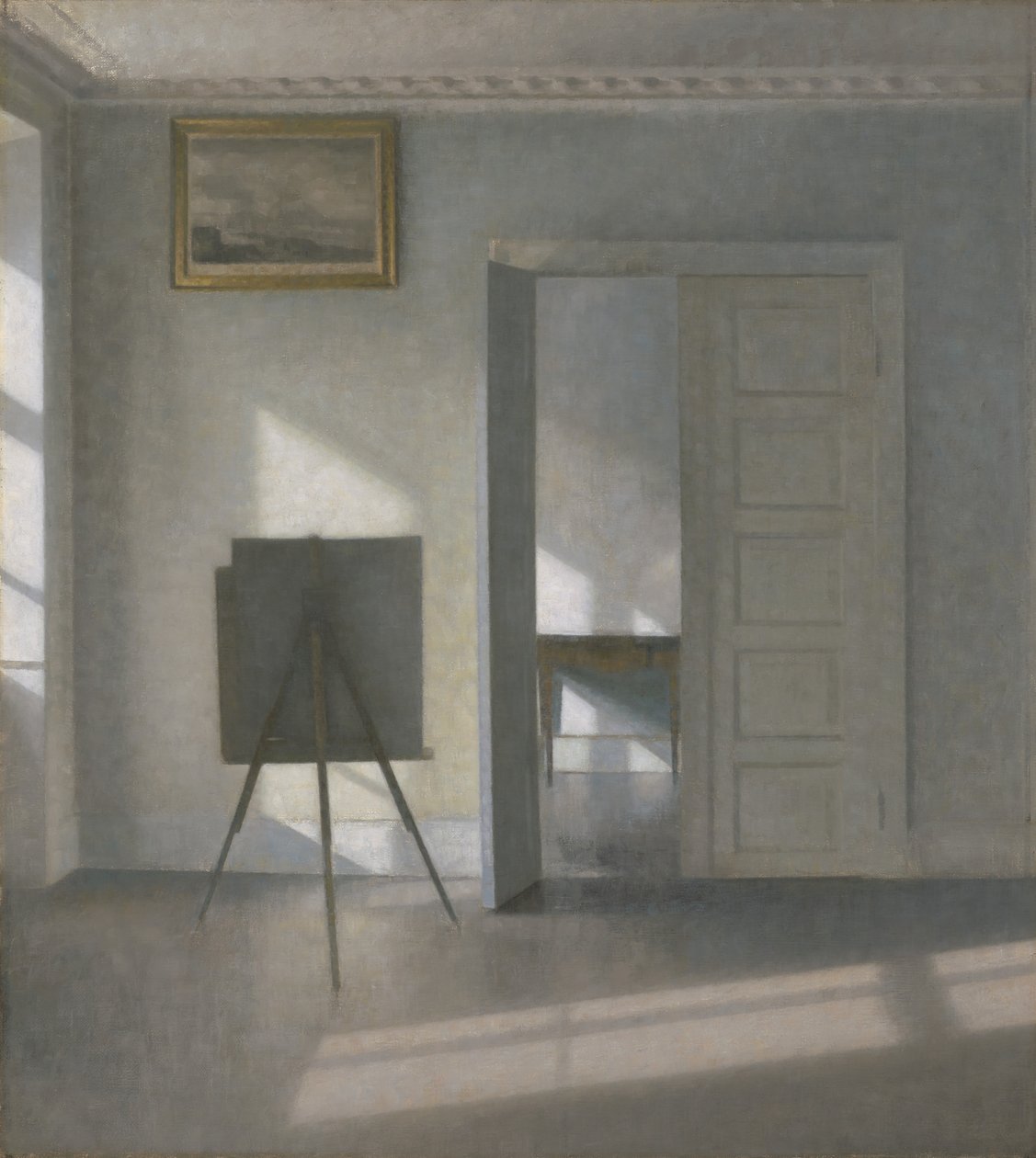 Interior com um cavalete, Bredgade 25 de Vilhelm Hammershøi