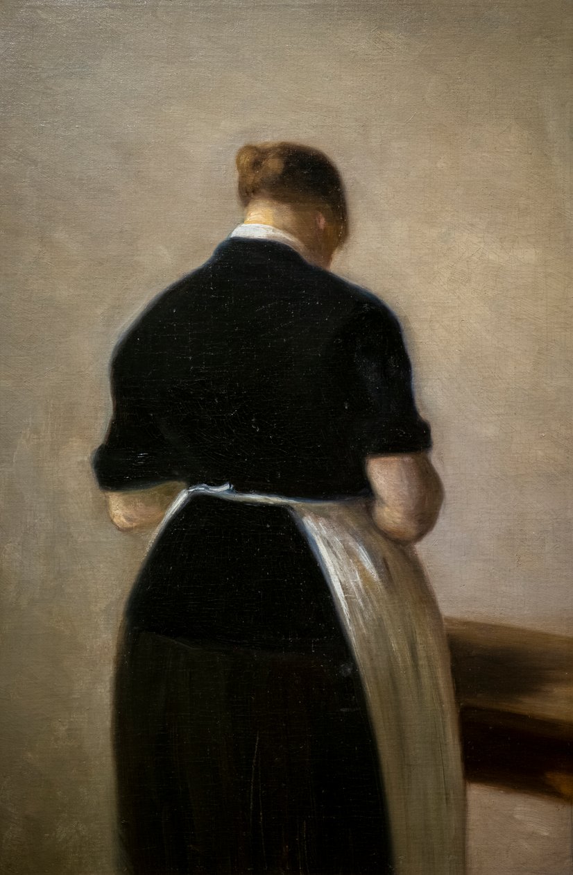 Estudo de uma mulher de pé, vista traseira de Vilhelm Hammershoi