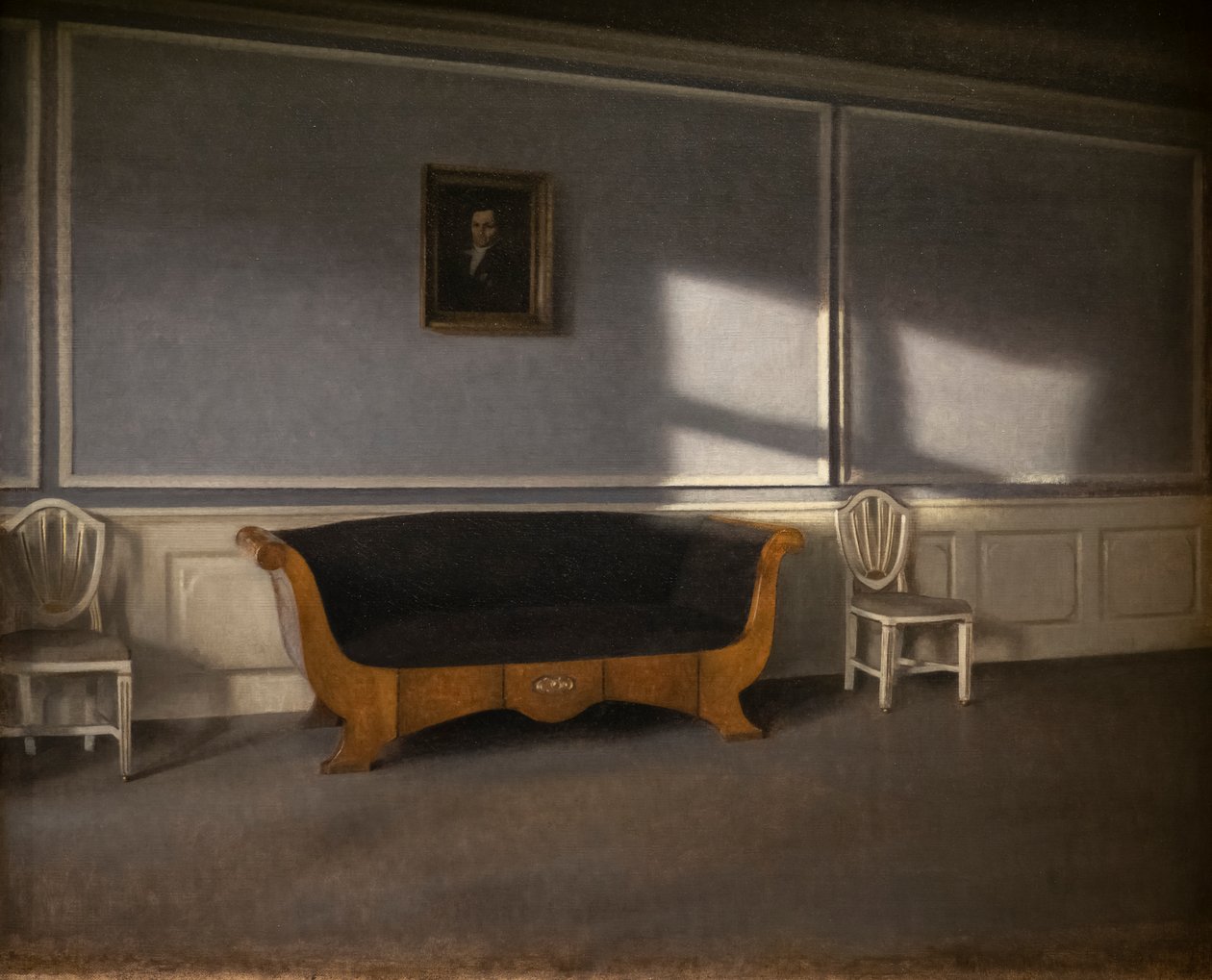 Raios solares na sala de estar, III de Vilhelm Hammershoi