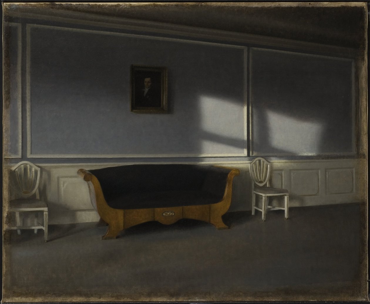 Luz do sol na sala de estar III de Vilhelm Hammershøi