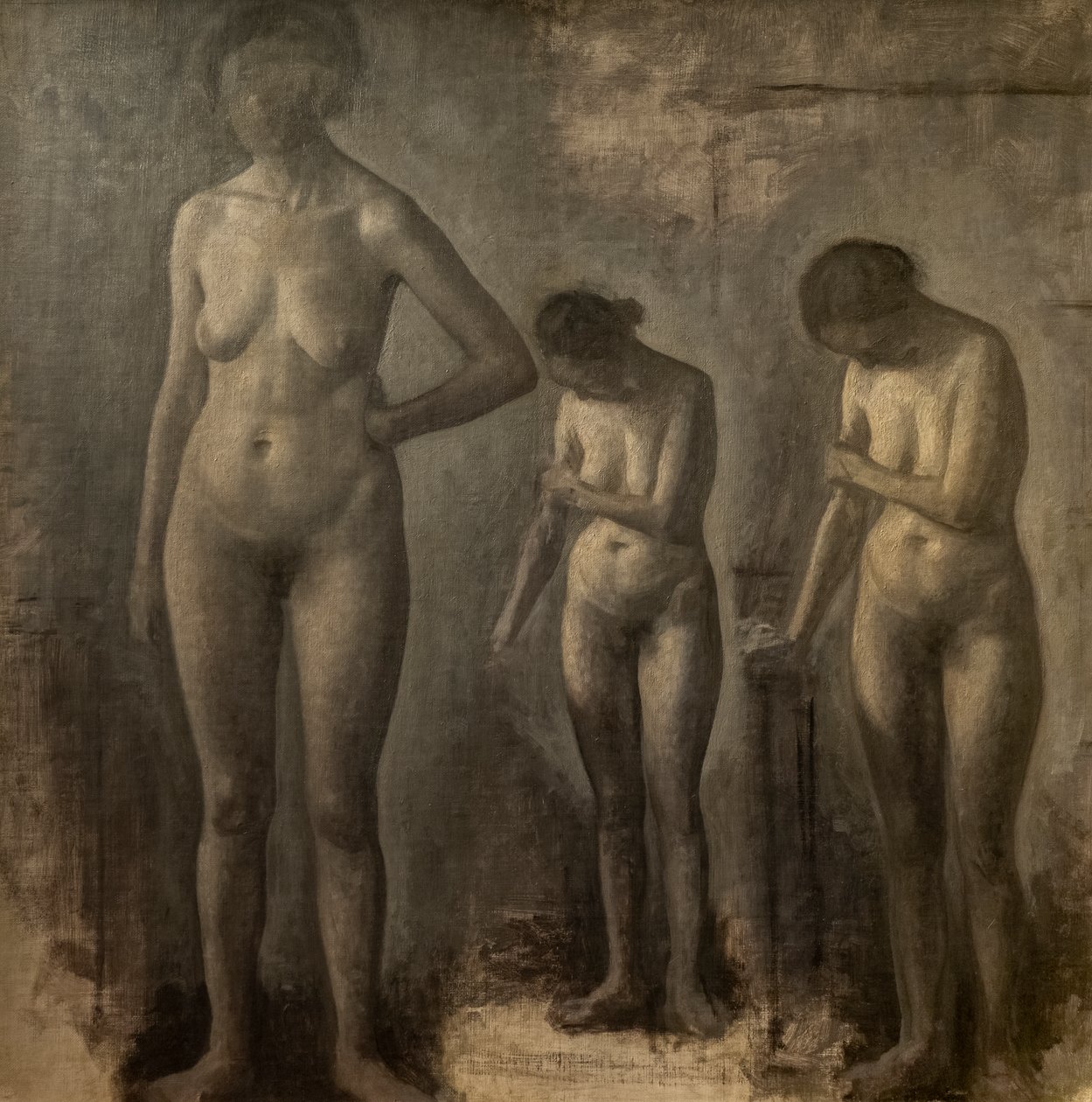 Três estudos de nudez feminina de Vilhelm Hammershoi