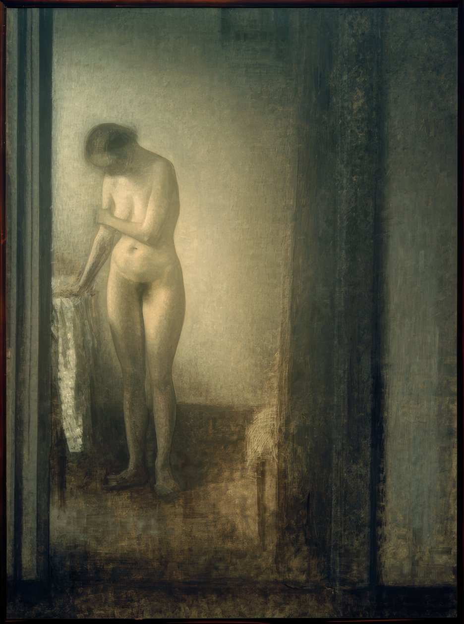 Nu feminino, em pé de Vilhelm Hammershoi