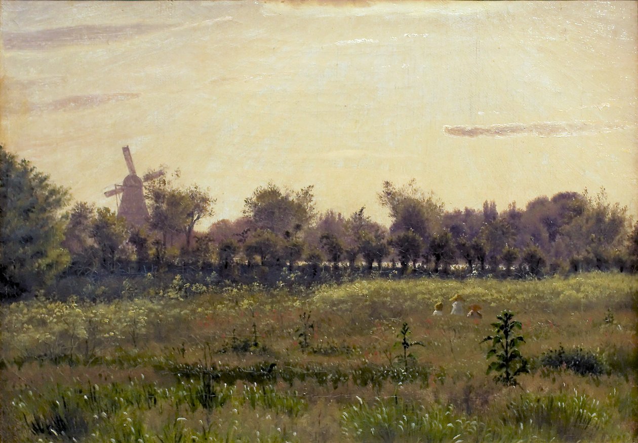 O prado junto à casa do artista em Farimagsvej de Vilhelm Kyhn