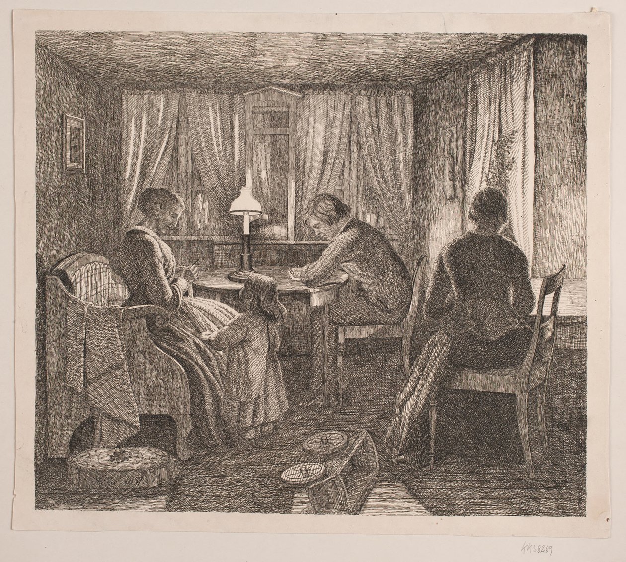 Interior com a família do artista de Vilhelm Kyhn