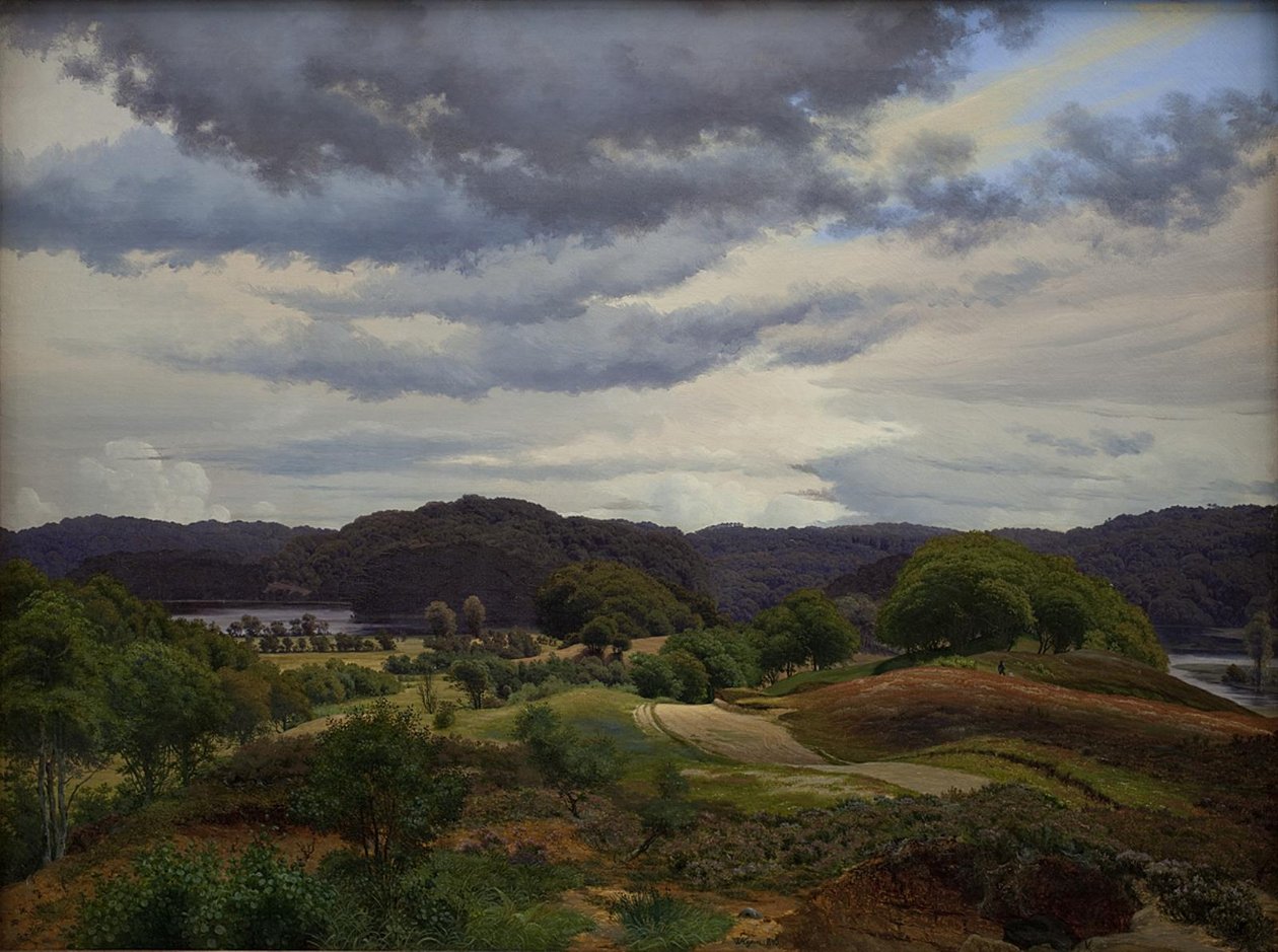 Lagos na paisagem arborizada perto de Silkeborg de Vilhelm Kyhn