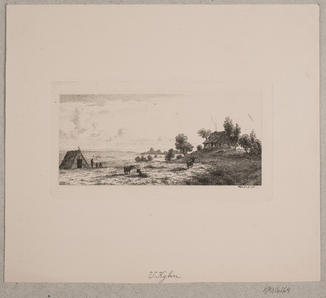 Paisagem com uma casa de fazenda e uma cabana de Vilhelm Kyhn