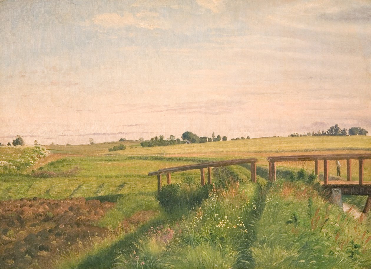 Paisagem de campo com uma ponte de Vilhelm Kyhn