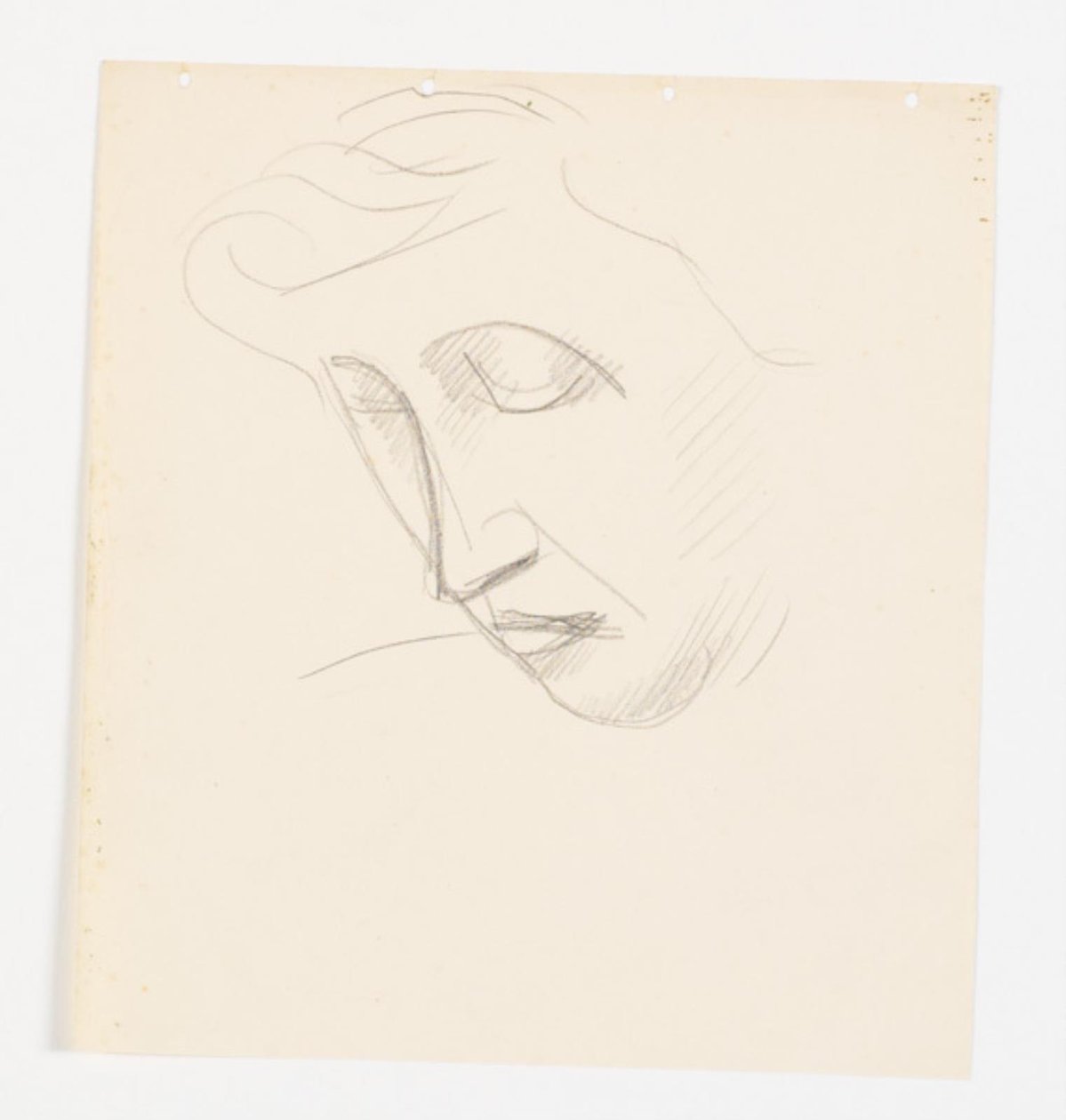 Retrato feminino em perfil de três quartos, dobrado para a esquerda de Vilhelm Lundstrøm