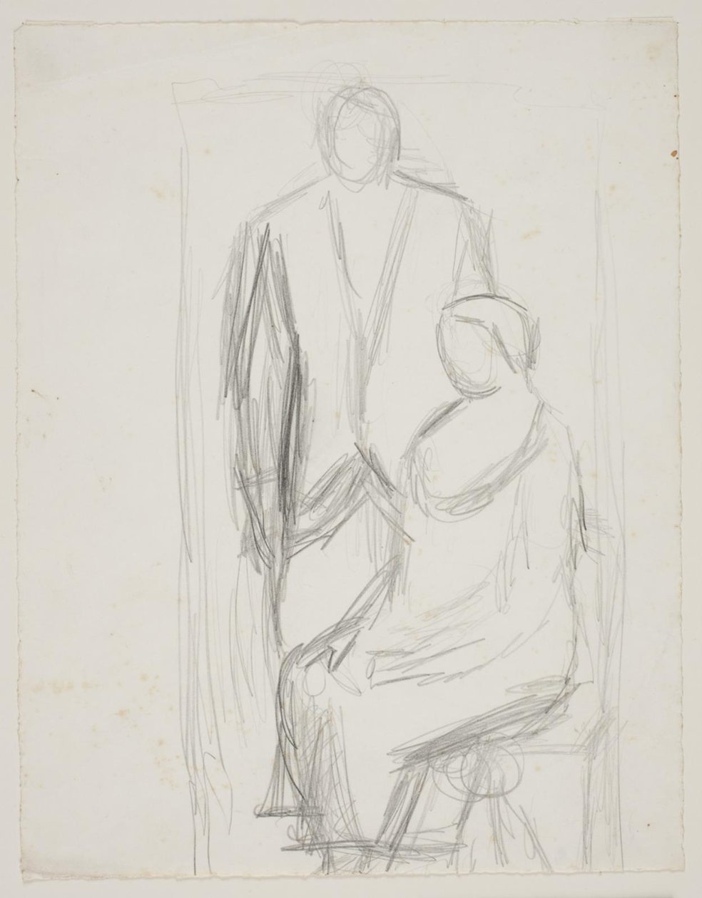 Lundstrøm de pé atrás da Sra. Lundstrøm sentada. Estudo para a chamada foto de casamento de Vilhelm Lundstrøm