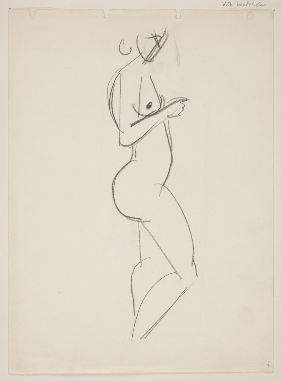 Mulher nua em pé, perfil à direita de Vilhelm Lundstrøm
