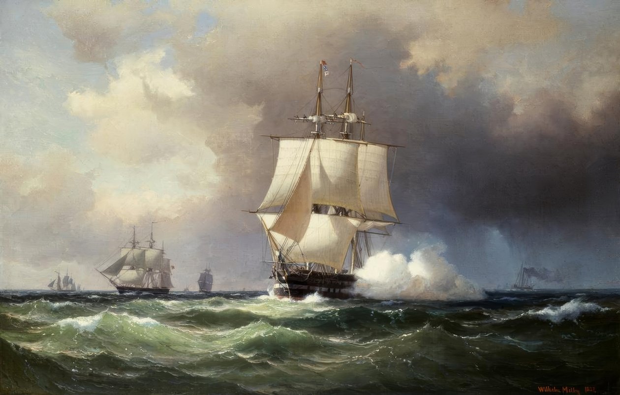 Rahsegler em alto mar de Vilhelm Melbye