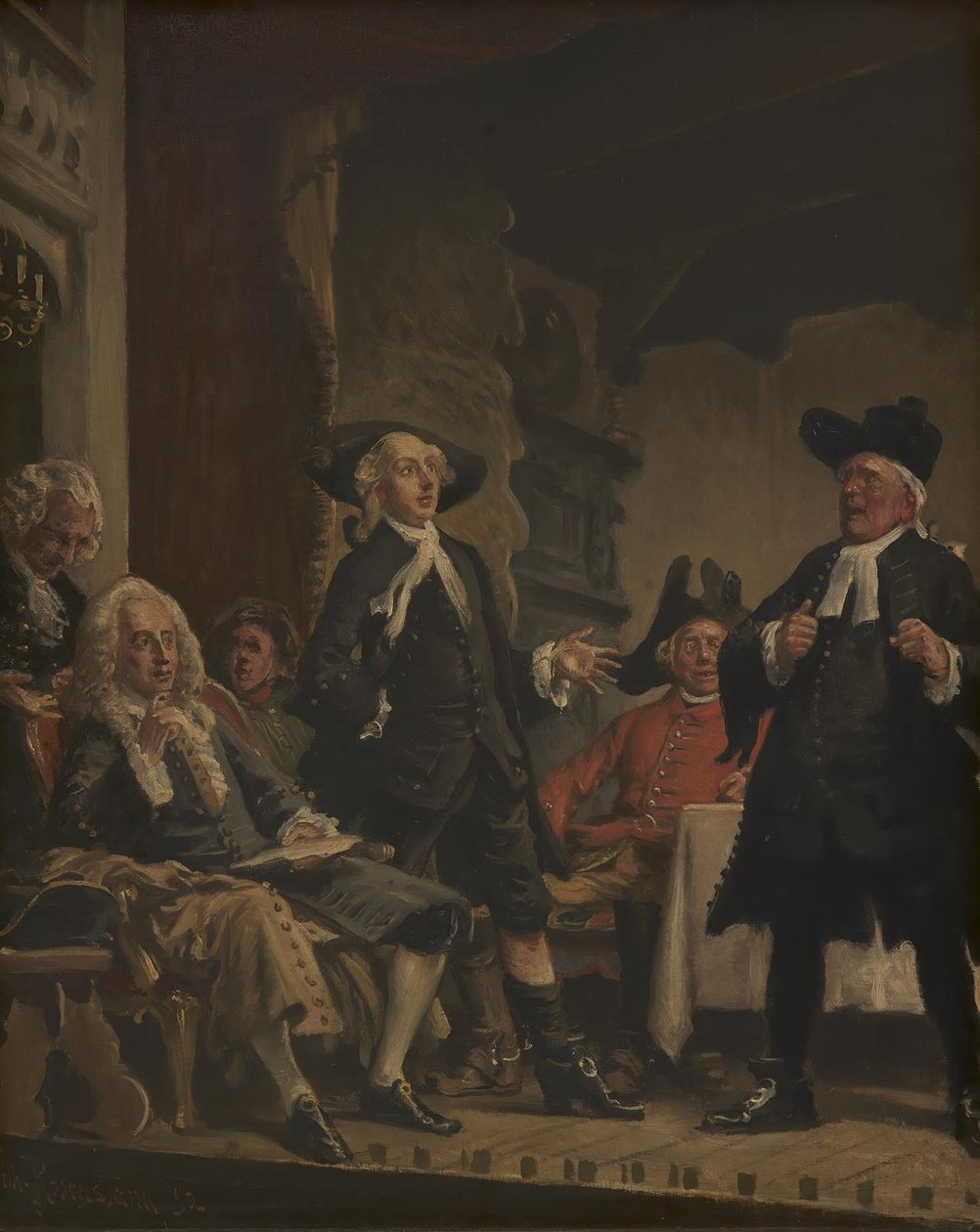 Holberg assiste a um ensaio em Erasmus Montanus de Vilhelm Rosenstand