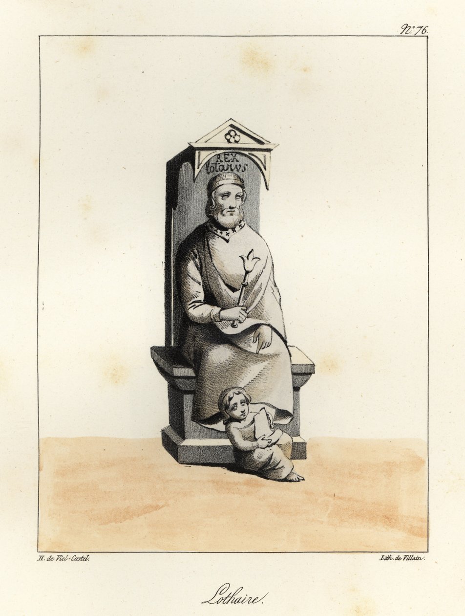 Estátua de Lothair I, Lothar I, Imperador Carolíngio, Rei de Itália e Francia Média, 795-855 de Villain Villain
