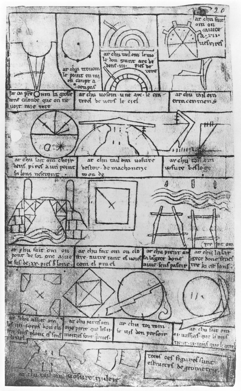 Cópia de fac-símile de P. Fr 19023 fol.20 Figuras geométricas para a construção de edifícios de Villard de Honnecourt