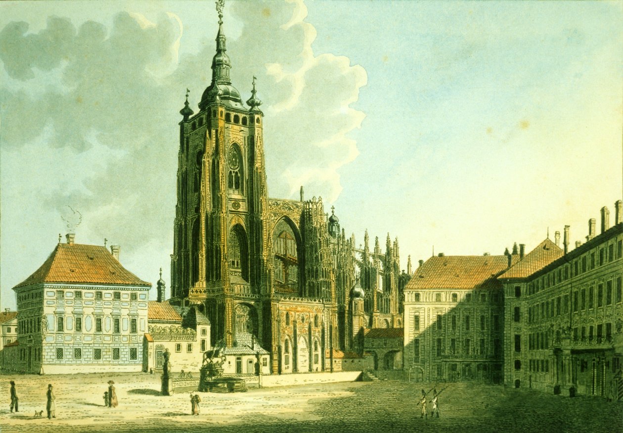 Catedral de São Vito do Oriente, 1825 (gravura com aquatint) de Vincenc Morstadt