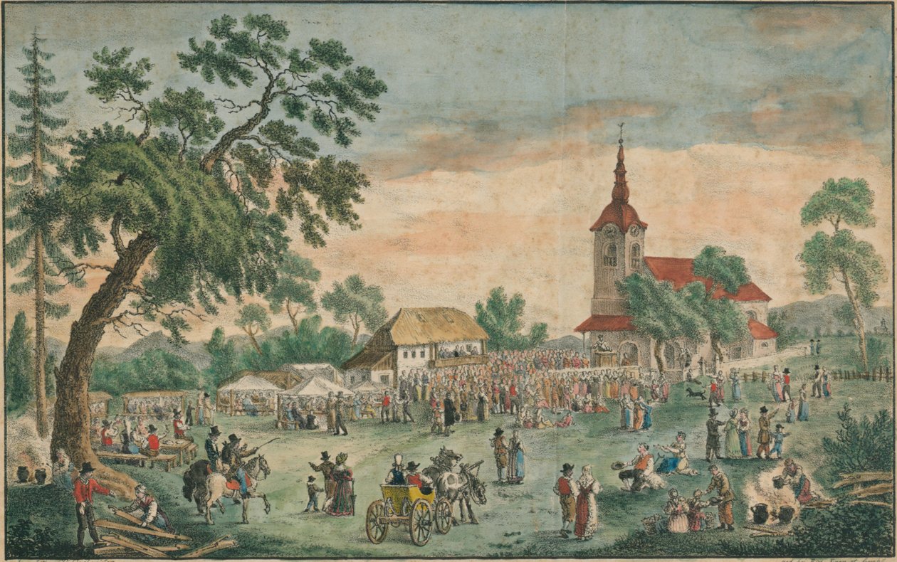 Kirchweihfest zu St. Rochus perto de Laibach de Vincenc Dorfmeister and Rozalija Eger
