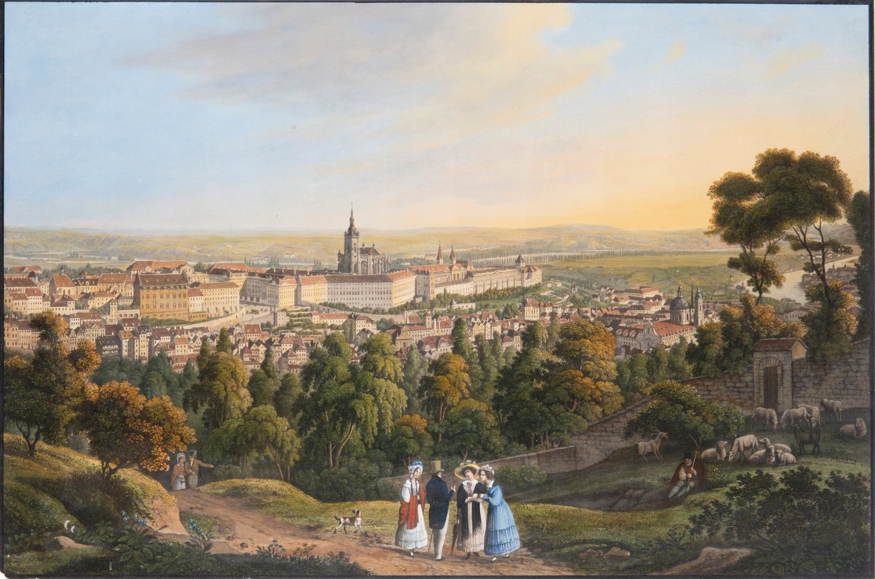Distrito do Castelo de Praga Hradcany, c. 1830 de Vincenc Morstadt
