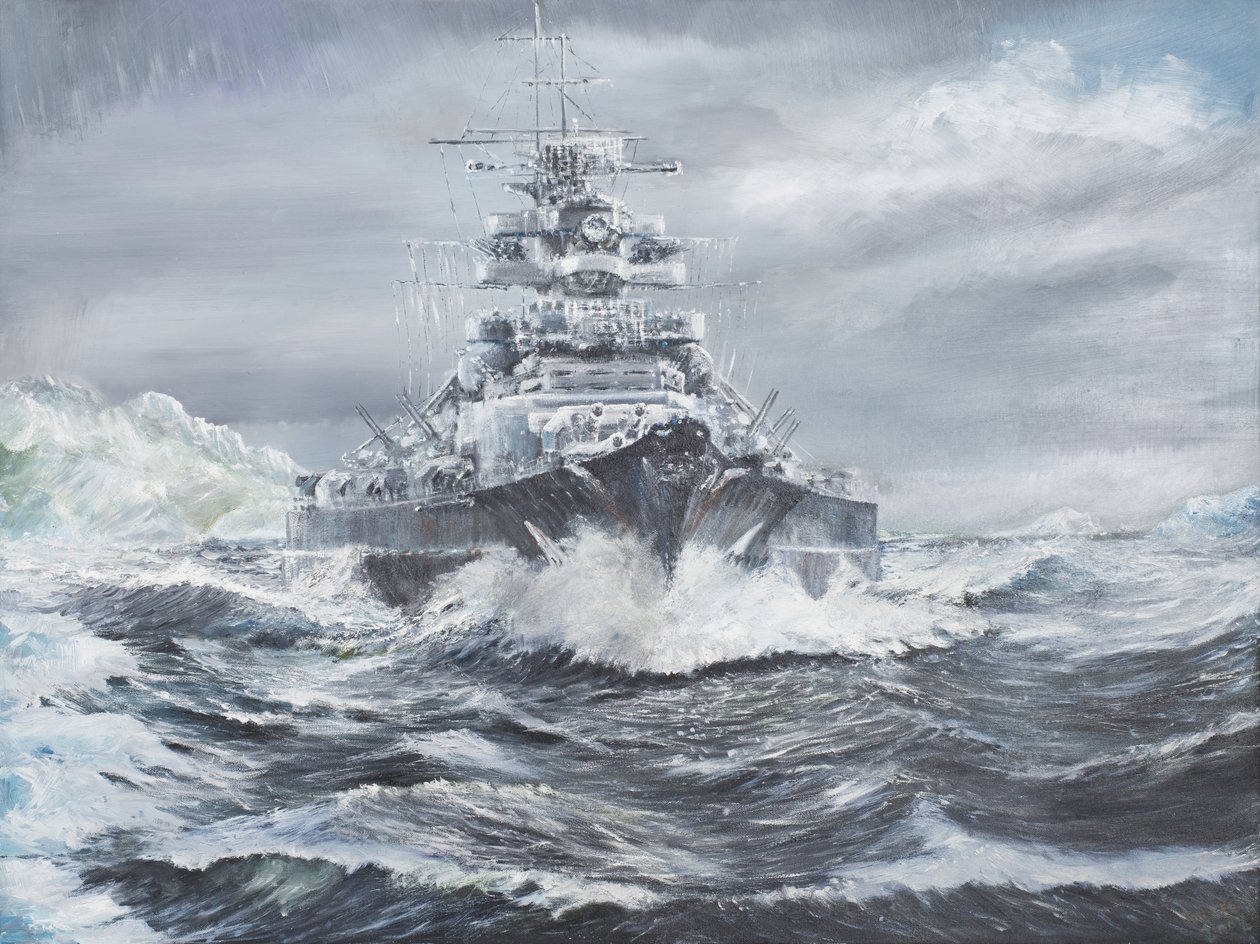 Bismarck na costa da Gronelândia 1900hrs 23rdMay 1941, 2007, (Oil on Canvas) de Vincent Alexander Booth