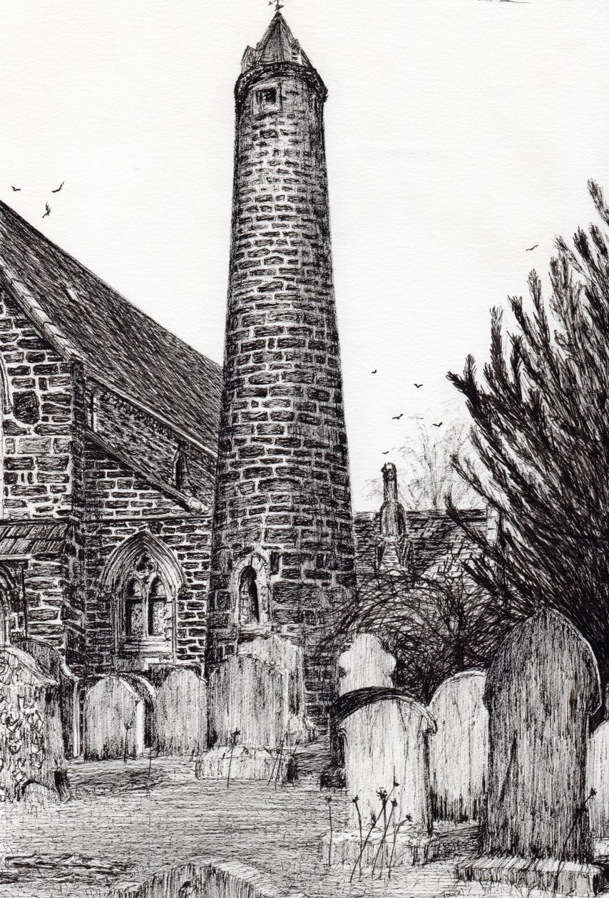 Brechin Round Tower Scotland, 2007, (tinta no papel) de Vincent Alexander Booth