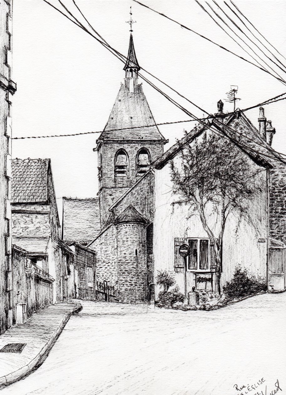 Igreja em Laignes França, 2007, (tinta no papel) de Vincent Alexander Booth