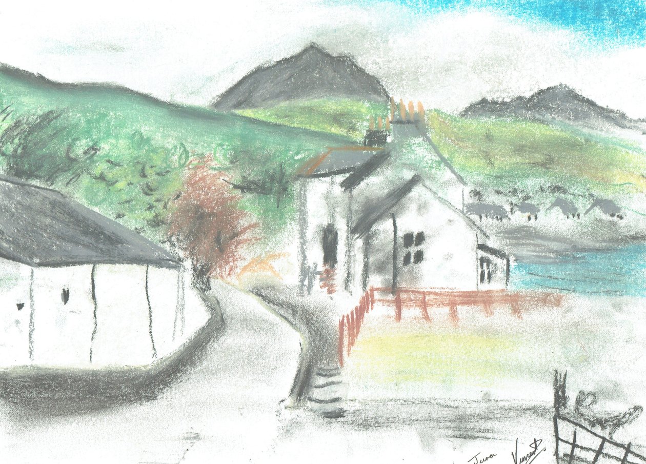 Rua principal Jura, 2005, (pastéis em papel) de Vincent Alexander Booth