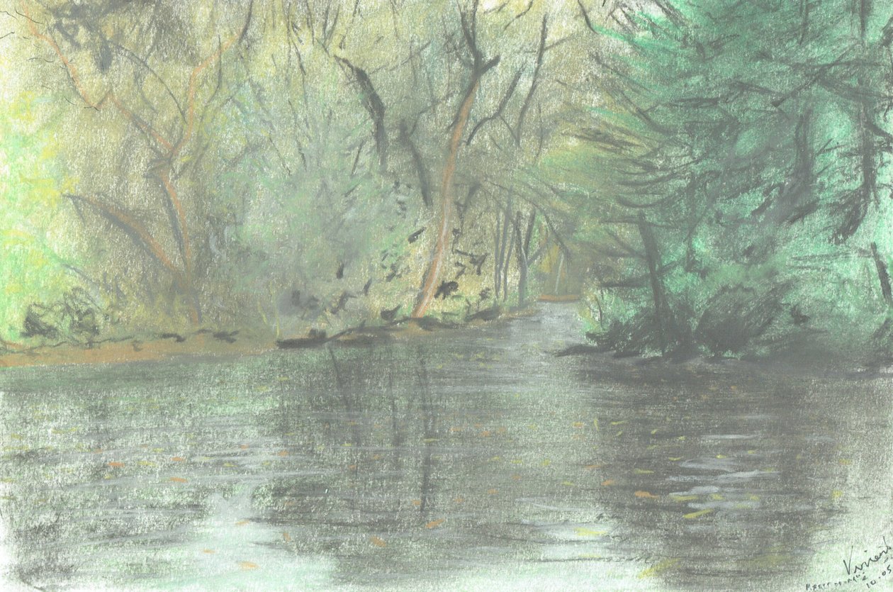 Marlborough pond, 2005, (pastéis em papel) de Vincent Alexander Booth