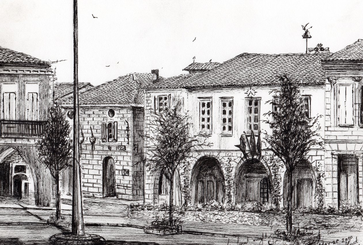 Sauveterre Town France, 2010, (tinta no papel) de Vincent Alexander Booth
