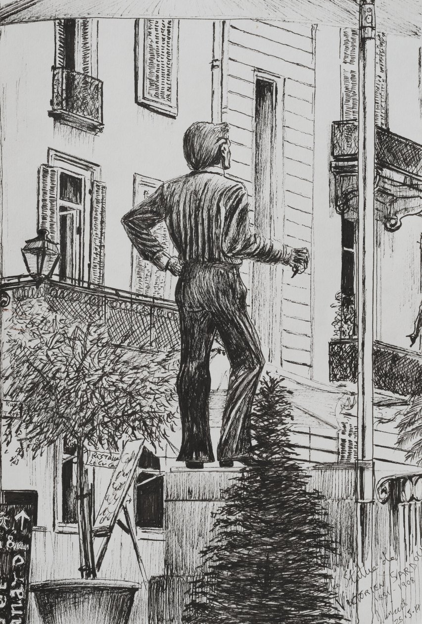 Estátua em Cannet, 2014, (tinta no papel) de Vincent Alexander Booth