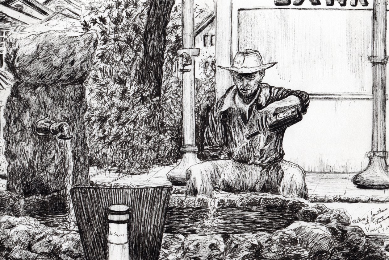 Fonte da estátua Crans-Montana Suíça, 2009, (tinta no papel) de Vincent Alexander Booth
