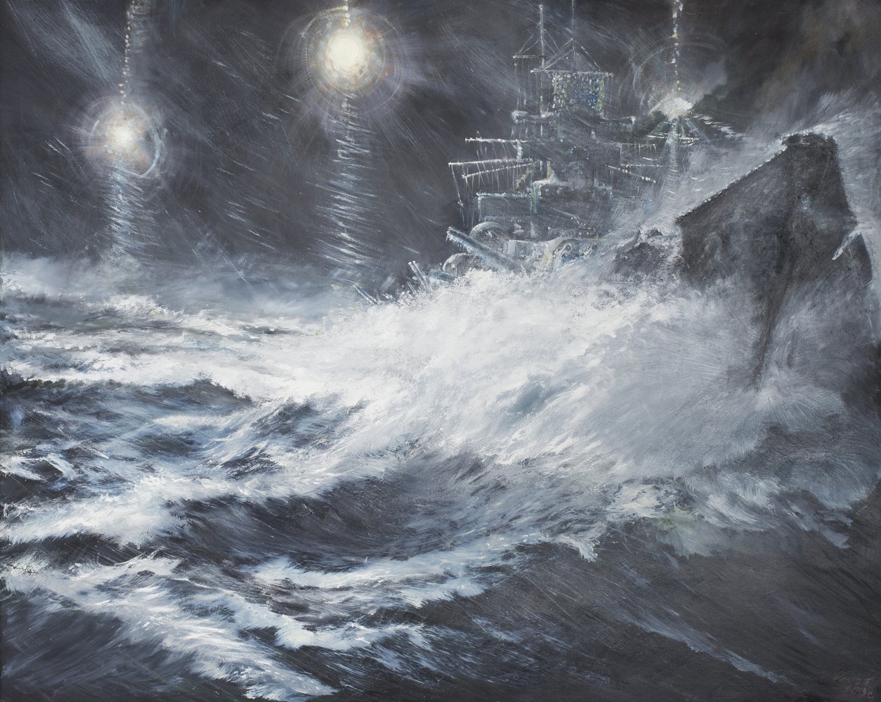 Surpreendido por Starshell Scharnhorst em North Cape, 2008, (Oil On Canvas) de Vincent Alexander Booth