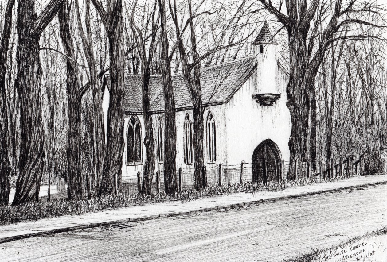 A Capela Branca Aviemore, 2007, (tinta no papel) de Vincent Alexander Booth