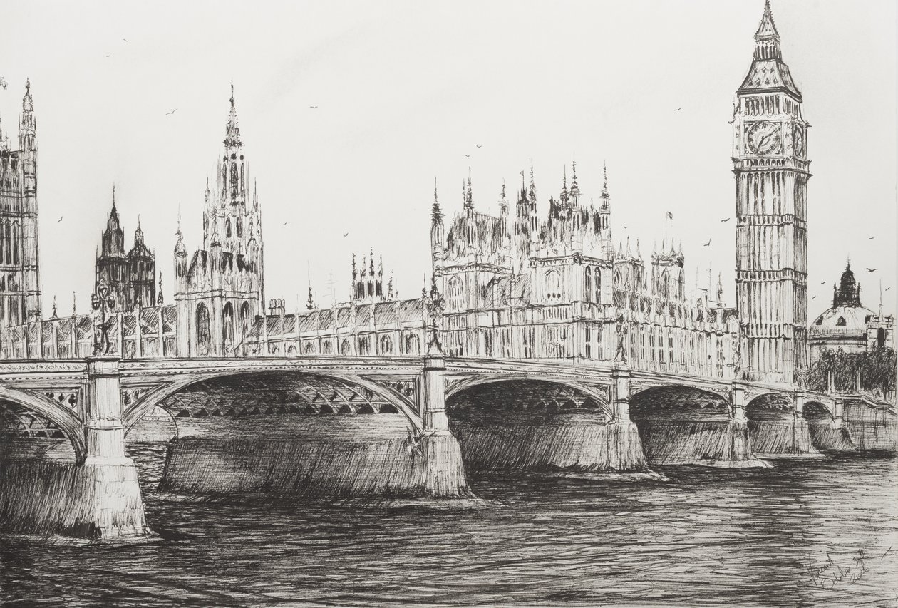Westminster Bridge London, 2006, (tinta no papel) de Vincent Alexander Booth
